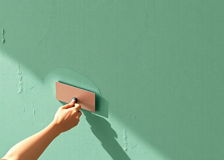 Application d'un enduit décoratif à la lisseuse sur un mur