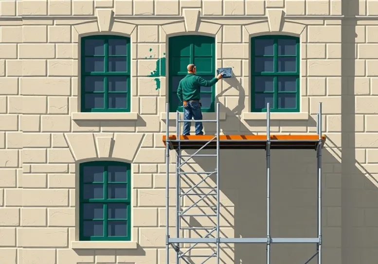Ravalement de façade en pierre, nettoyage et application d'enduit